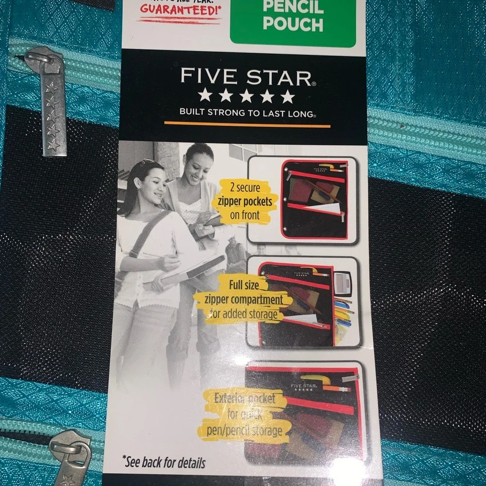 Five Star Teal Pencil Pouch. NWT
